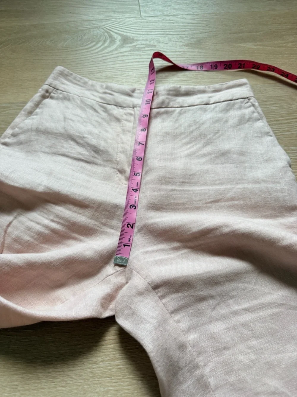 ZARA 100% Linen Straight Leg Pants Beige Pink High Waist S–XS - Picture 5 of 8